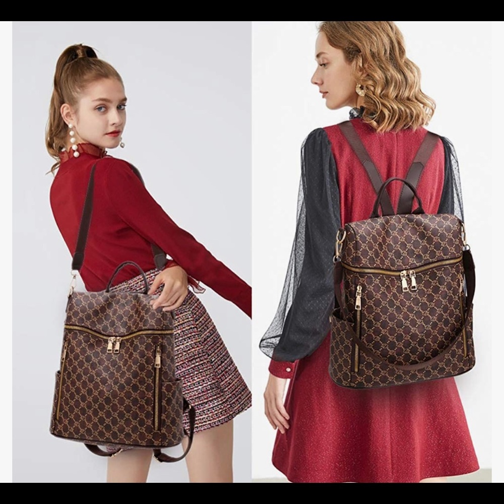 NWT Fashion Convertible Backpack Purse with Strap Vegan AVAILABLE IN KHAKI/BROWN